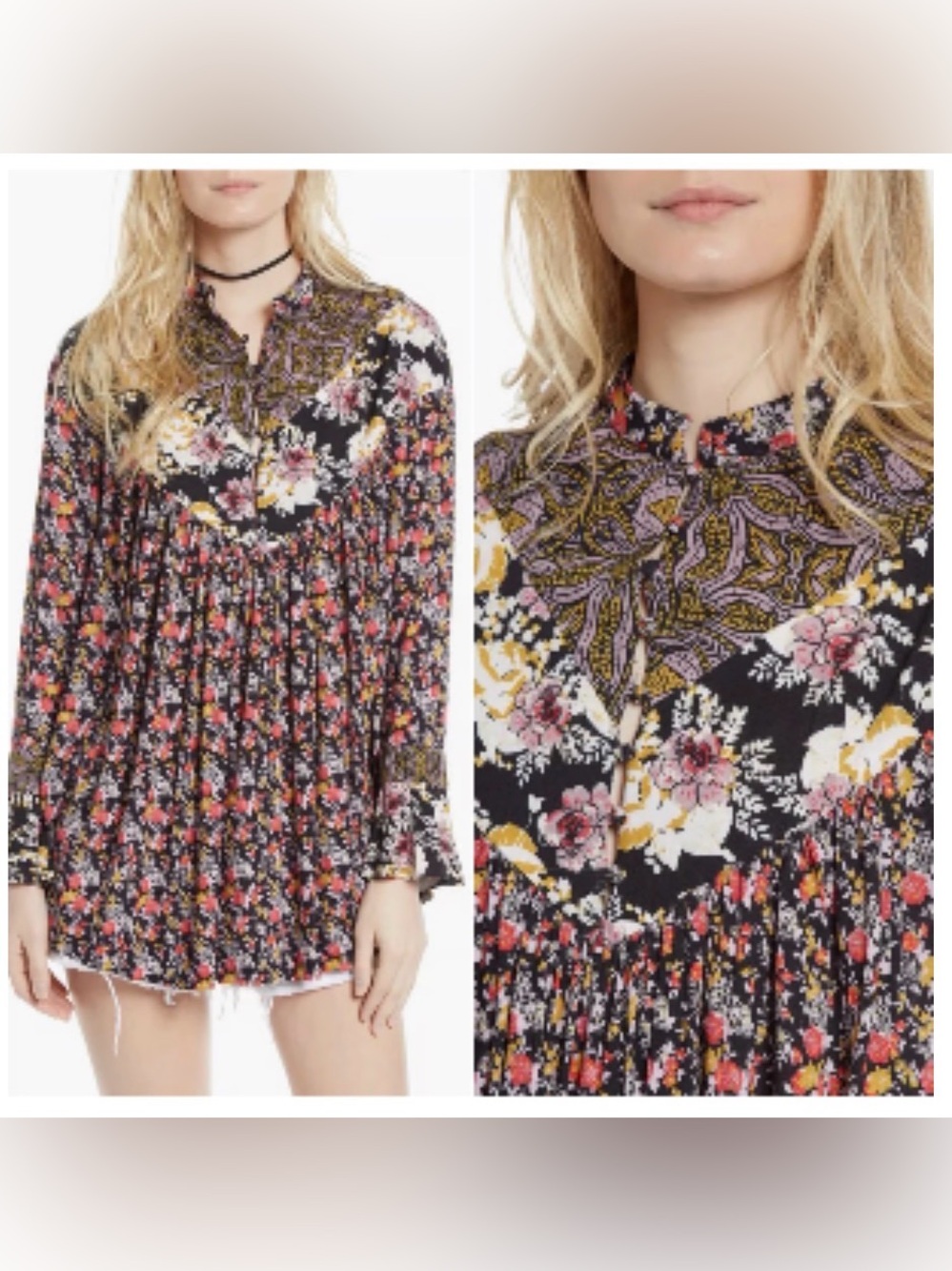 Free People Wildflower Fields Henley Tunic Top - Picture 5 of 9